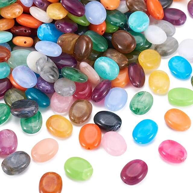 Multi-Color Acrylic Oval Spacer Beads 15x19mm, 340 pcs