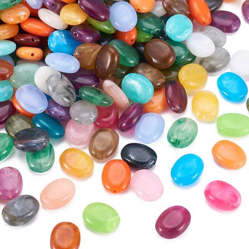 Multi-Color Acrylic Oval Spacer Beads 15x19mm, 340 pcs