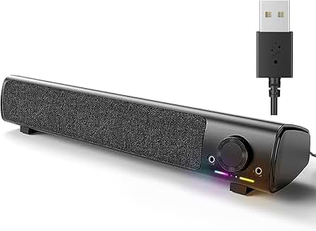 USB Powered Desktop Computer Sound Bar with Headphone Jack