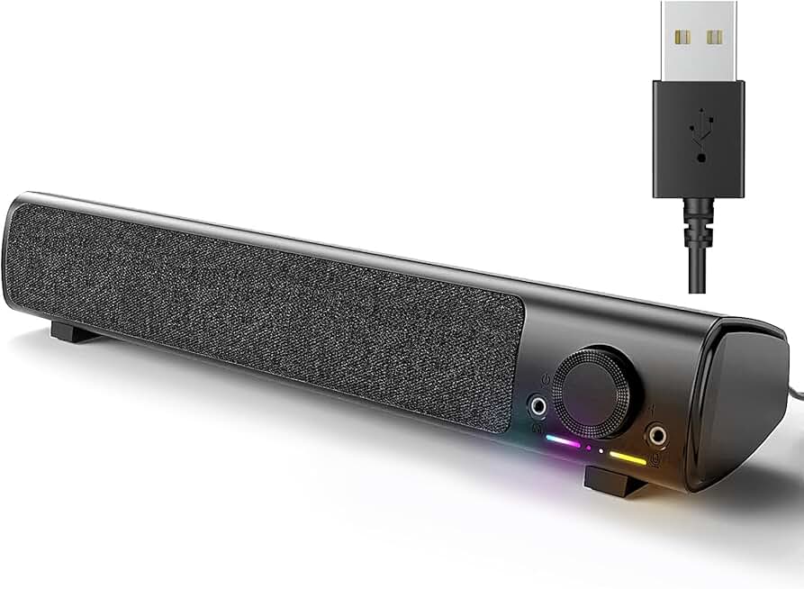 USB Powered Desktop Computer Sound Bar with Headphone Jack