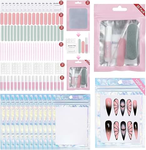 Press-On Nail Kit with 100 Nails and Storage Bag