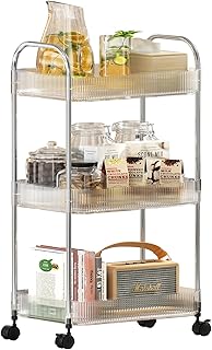 Three-tier rolling storage cart with wheels