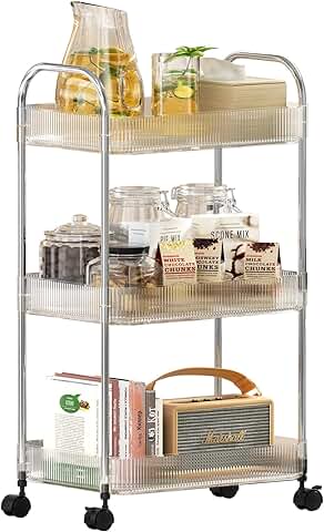 Three-tier rolling storage cart with wheels