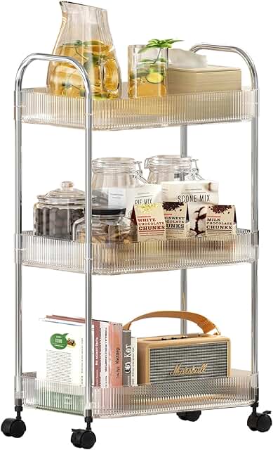 Three-tier rolling storage cart with wheels