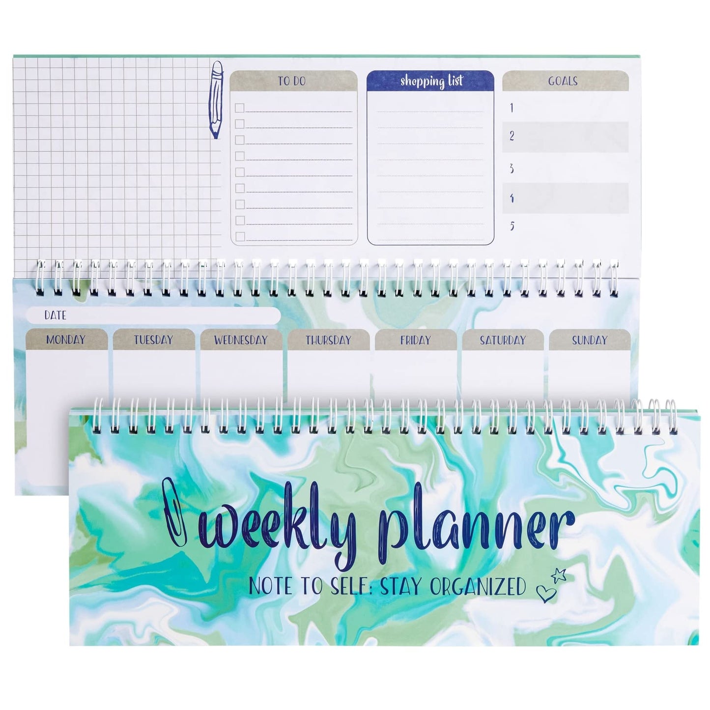 Green Spiral Weekly Planner with 52 Sheets