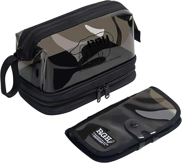 Clear leakproof cosmetic bag with detachable brush pouch