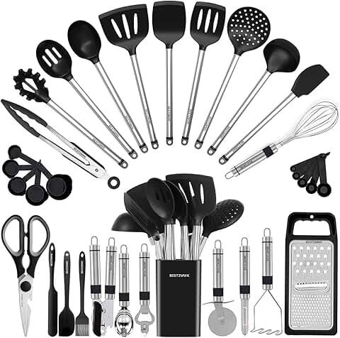 33-Piece Silicone and Steel Kitchen Utensil Set