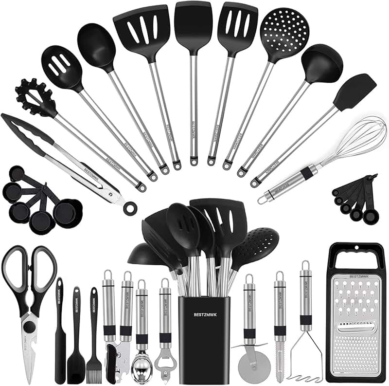 33-Piece Silicone and Steel Kitchen Utensil Set