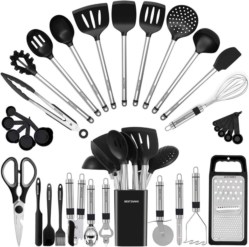 33-Piece Silicone and Steel Kitchen Utensil Set