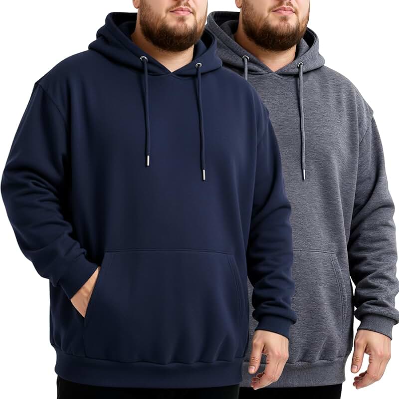 Two men's big and tall fleece hoodies with pockets