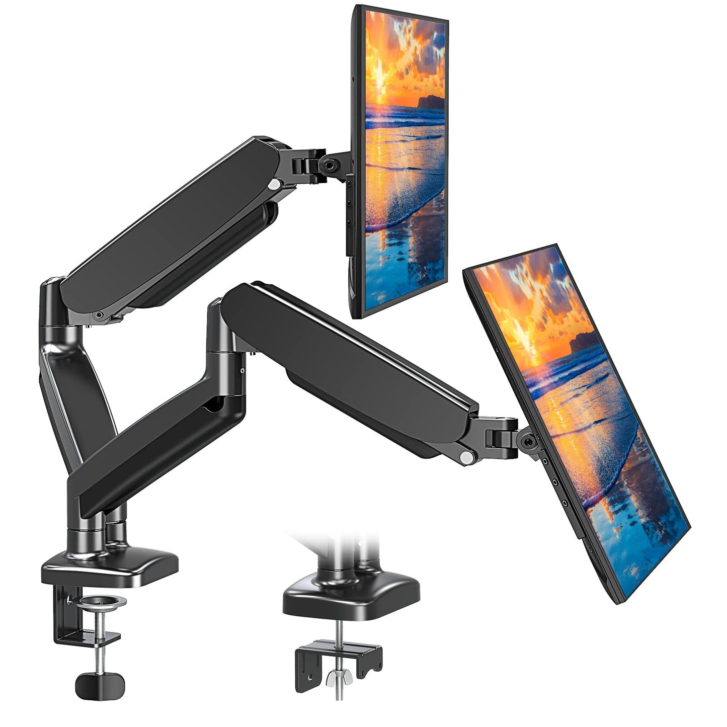 Dual Monitor Fits 13 to 32 Inch Computer Screen, Height Adjustable Monitor Stand for 2 Monitors, Gas Spring Monitor Arm Holds up to 17.6lbs Each, Monitor Desk VESA 75x75, 100x100
