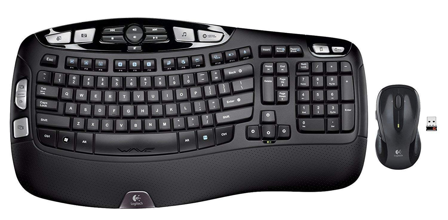 MK550 Wireless Wave K350 Keyboard and Mouse Combo - Includes Keyboard and Mouse, Long Battery Life, Ergonomic Wave Design with Wireless Mouse (with Mouse)