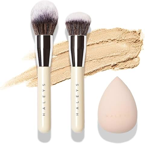 3-Piece Makeup Brush Set with Sponge