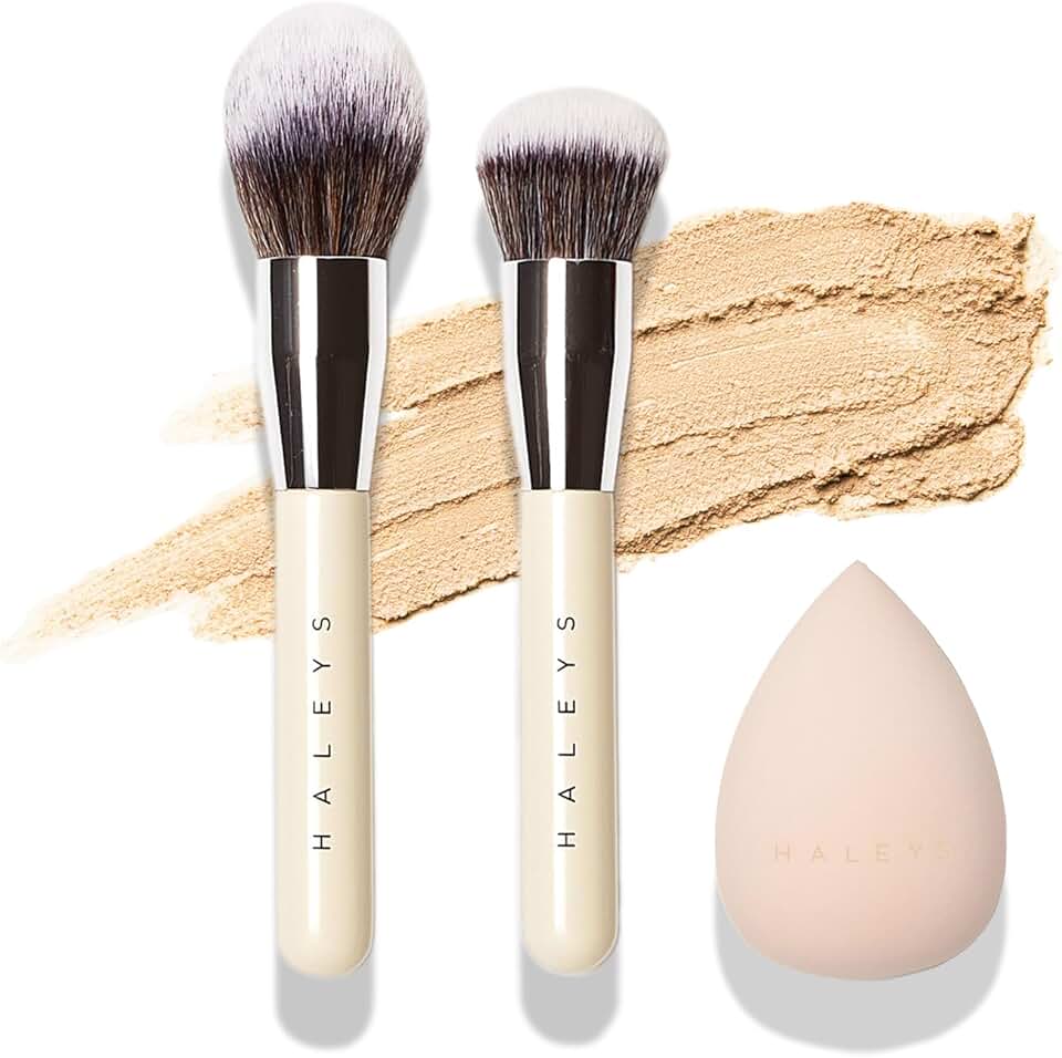 3-Piece Makeup Brush Set with Sponge