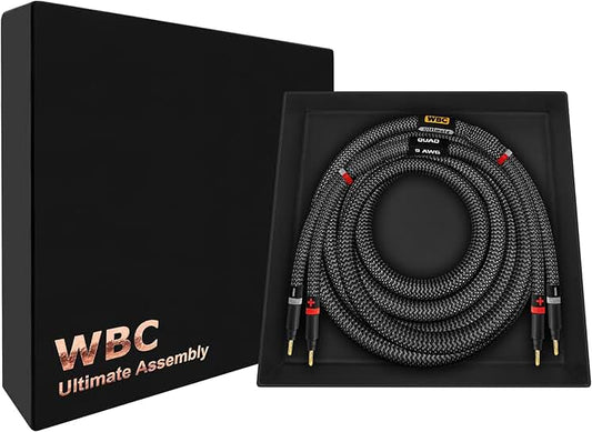 3 Foot 9 AWG OFC Speaker Cable with Gold Banana Plugs