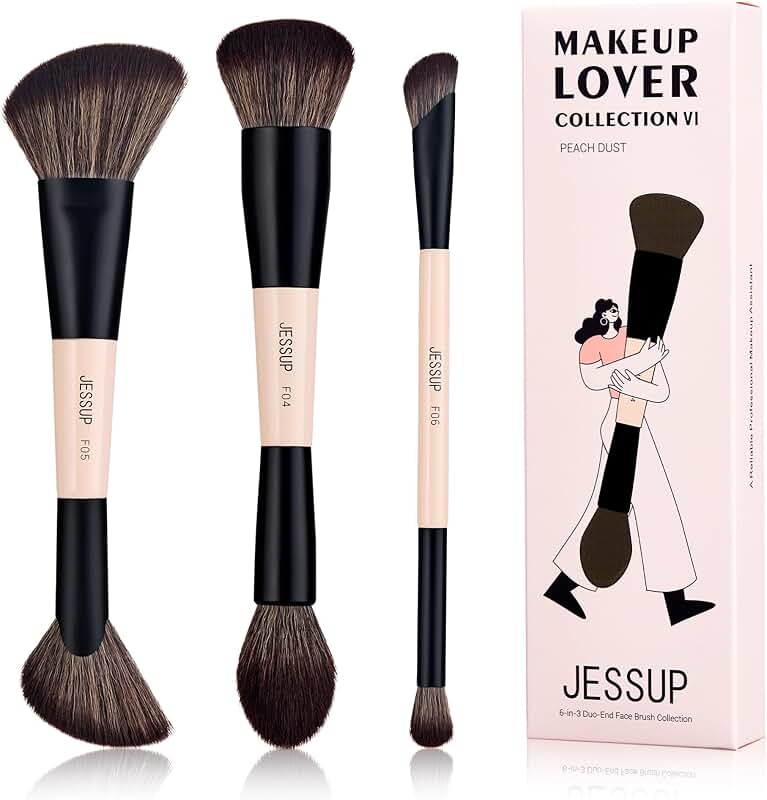 3-Piece Double-Ended Face Makeup Brush Set