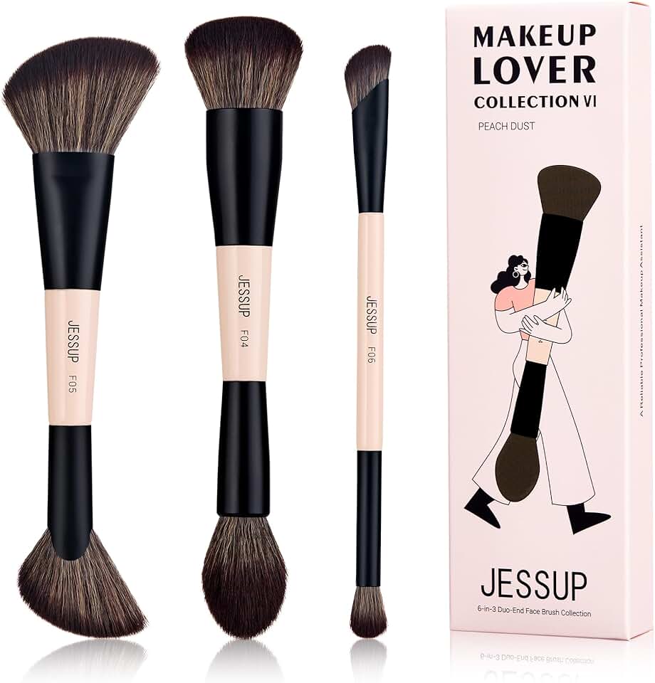3-Piece Double-Ended Face Makeup Brush Set