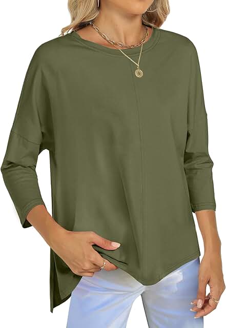 Women's 3/4 Sleeve Loose Fit Tunic Top