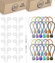 50 Pearl White Earbuds with Magnetic Cable Ties