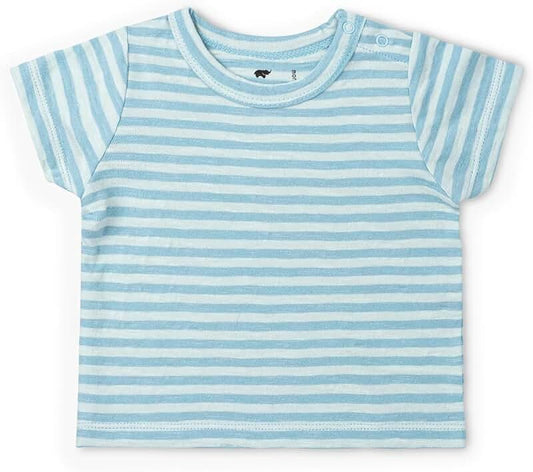 Kids' Light Blue Stripe Short Sleeve T-Shirt, Size 12