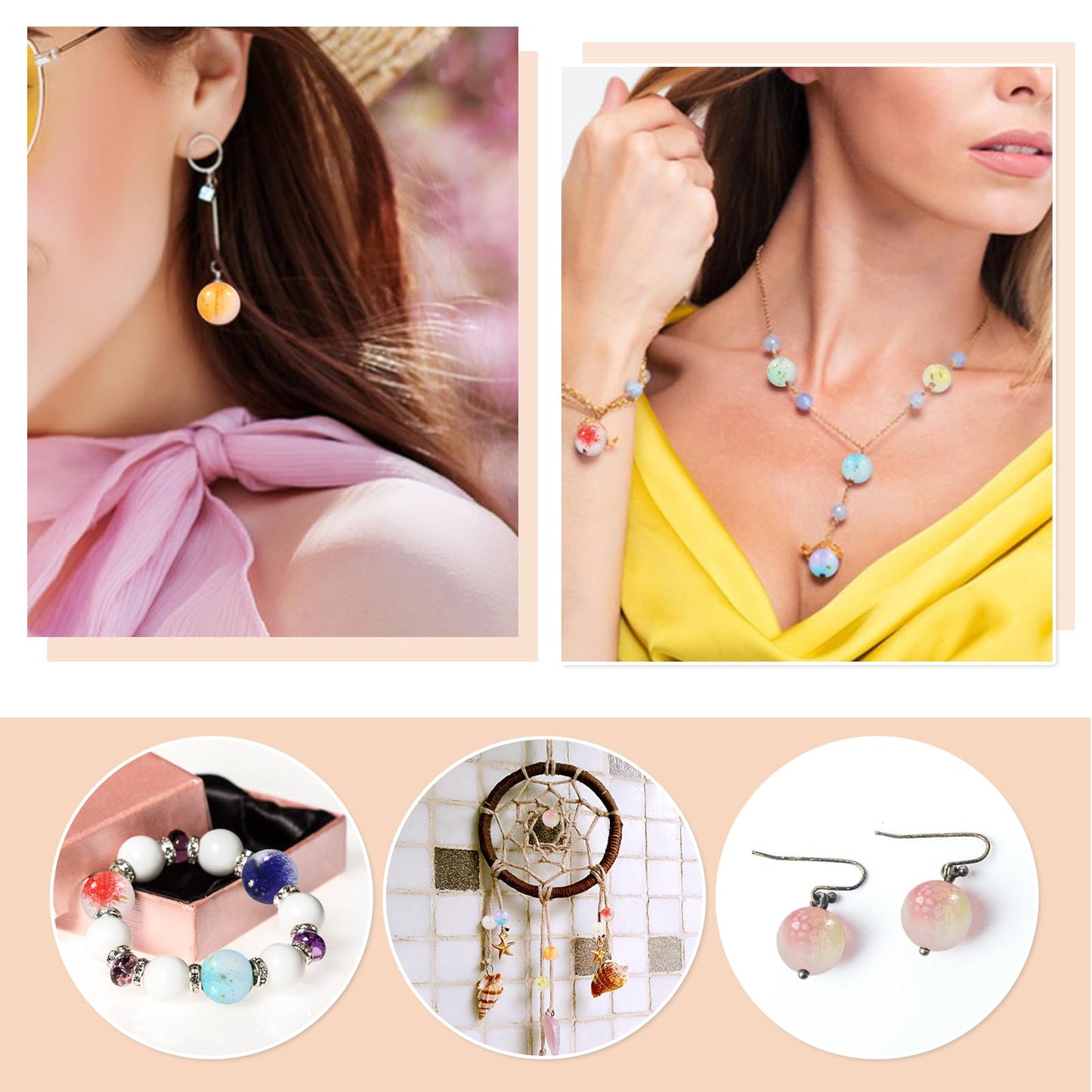 200pcs 8mm Glass Beads for Jewelry Making and Crafts