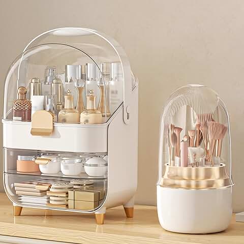 Rose Gold Makeup and Skincare Organizer for Vanity