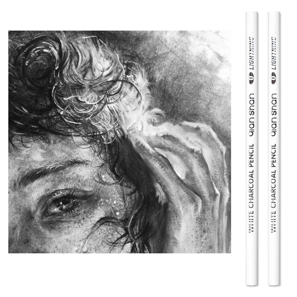 2 Pcs White Sketch Charcoal Pencils