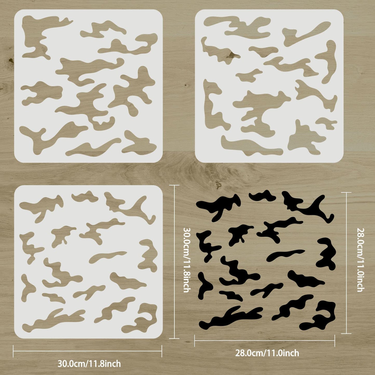 CamoCraft 3-Piece Camouflage Stencil Set 11.8x11.8in