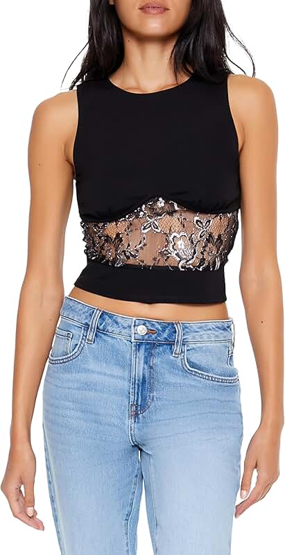 Women's Lace Cropped Tank Top