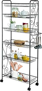 Six-Tier Metal Storage Shelf with Wheels