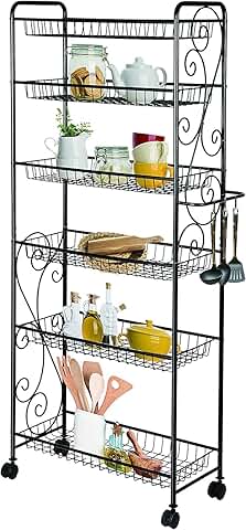 Six-Tier Metal Storage Shelf with Wheels