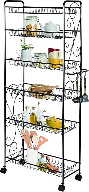 Six-Tier Metal Storage Shelf with Wheels