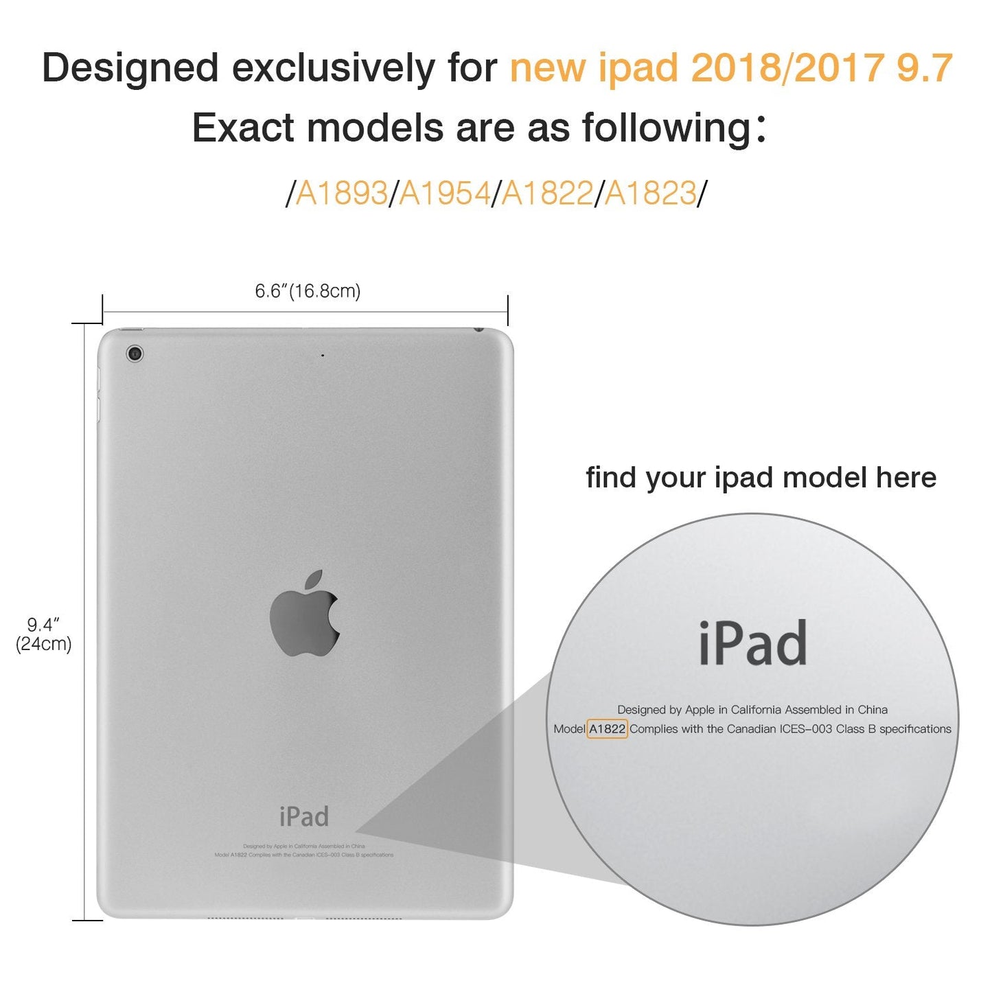 Case Fit 2018/2017 iPad 9.7 5th / 6th Generation - Slim Lightweight Smart Shell Stand Cover with Translucent Frosted Back Protector Fit Apple iPad 9.7 Inch 2018/2017, Rose Gold(Auto Wake/Sleep)