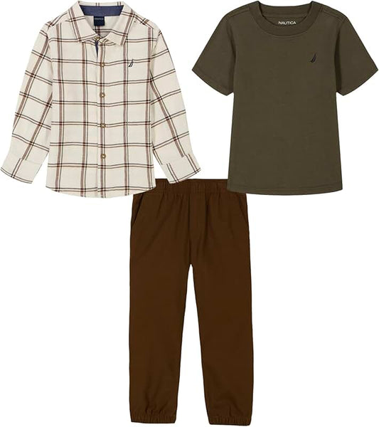 Baby Boys' 3-Piece Woven Shirt and Pant Set