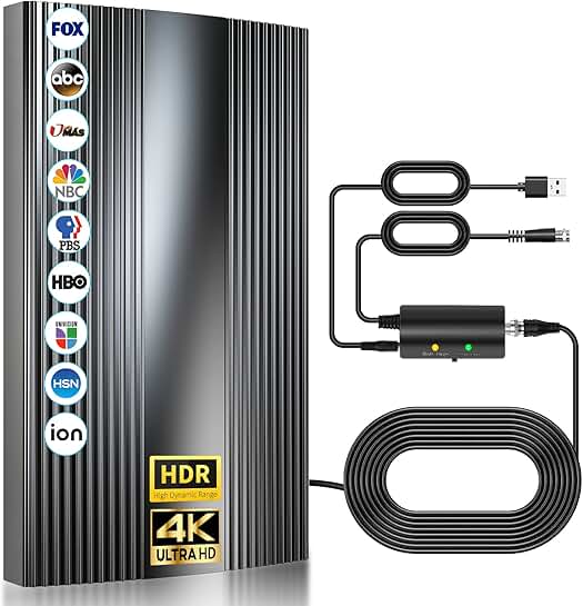 Indoor TV Antenna with 2800+ Mile Range and Signal Booster