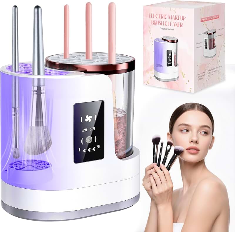 Portable Electric Makeup Brush Cleaner with Automatic Cleaning and Drying