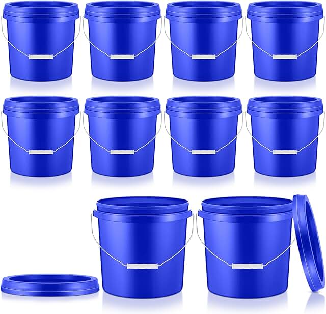 10 Pack 2-Gallon Plastic Buckets with Lids