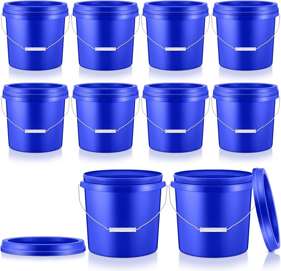 10 Pack 2-Gallon Plastic Buckets with Lids