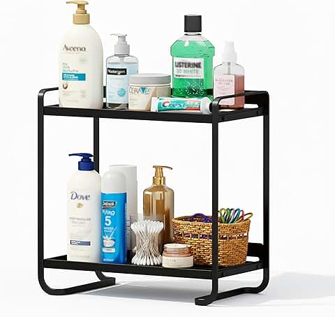 Black 2-Tier Bathroom Counter Organizer for Skincare and Makeup