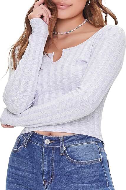 Women's Marled Split-Neck Top