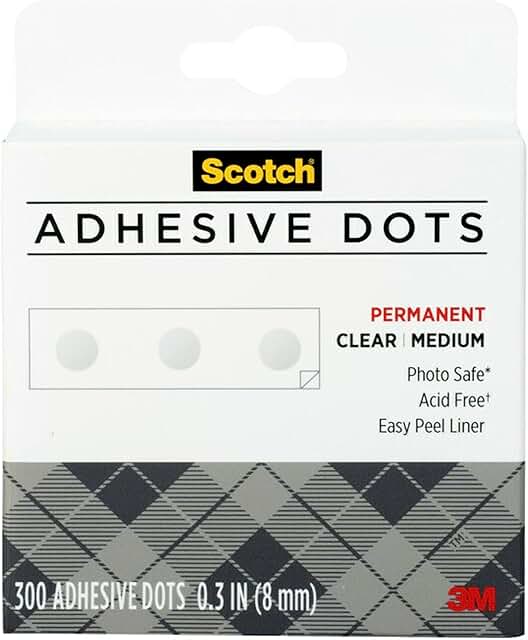 Medium Clear Adhesive Dots, 300 Count, 12 Pack