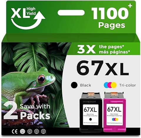 Black and color ink cartridge pack for compatible printers