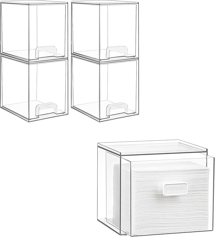 Stackable Storage Drawers and Facial Towels Organizer
