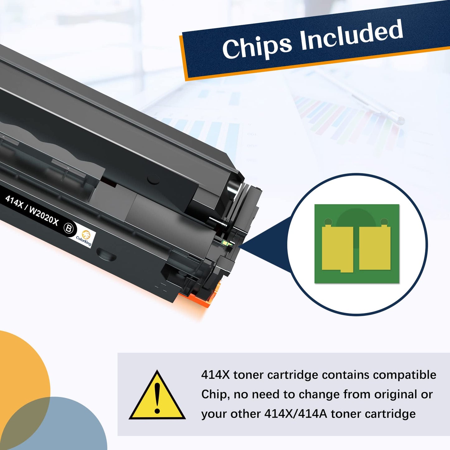 (with CHIP) Compatible Toner Cartridge Replacement for HP 414X W2020X 414A W2020A HP Color Pro MFP M479fdw M454dw M479fdn M454dn Toner Printer (High Yield, Black Cyan Yellow Magenta,4-Pack)