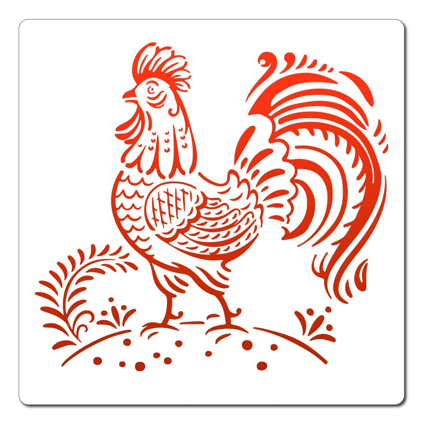 9.9" x 9.9" Farm Animal Rooster Bird Template
