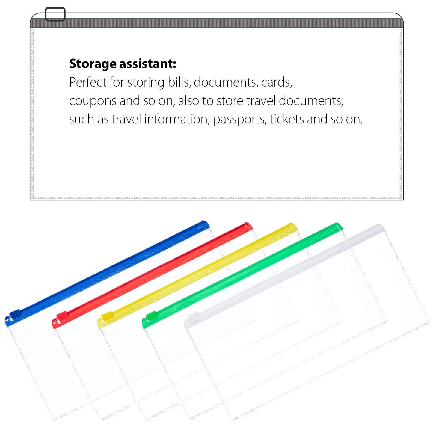 50 Clear Plastic Zip Envelopes for Office and School