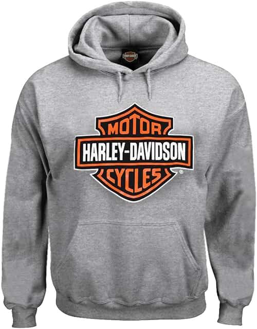 Men's Black Bar and Shield Logo Pullover Hoodie