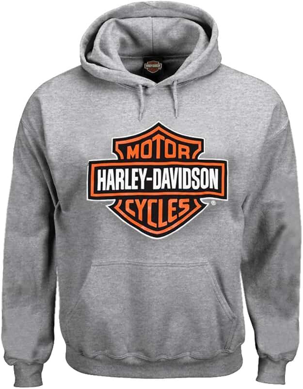 Men's Black Bar and Shield Logo Pullover Hoodie