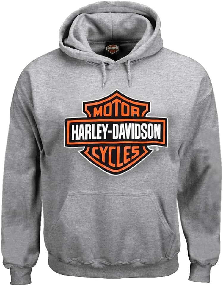 Men's Black Bar and Shield Logo Pullover Hoodie