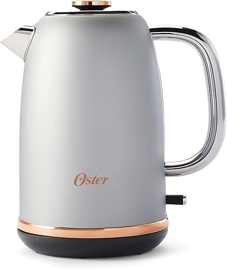 Electric kettle with rose gold accents